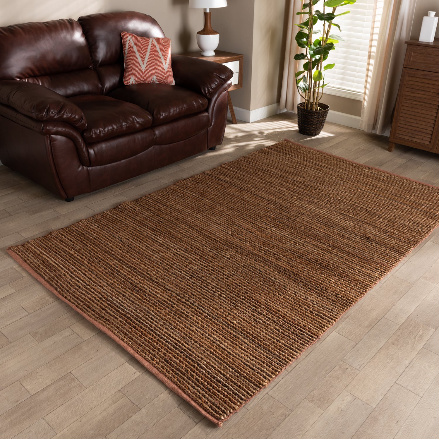 Zaguri Area Rug Modern Handwoven Natural Leather Blend for Stylish Home Décor