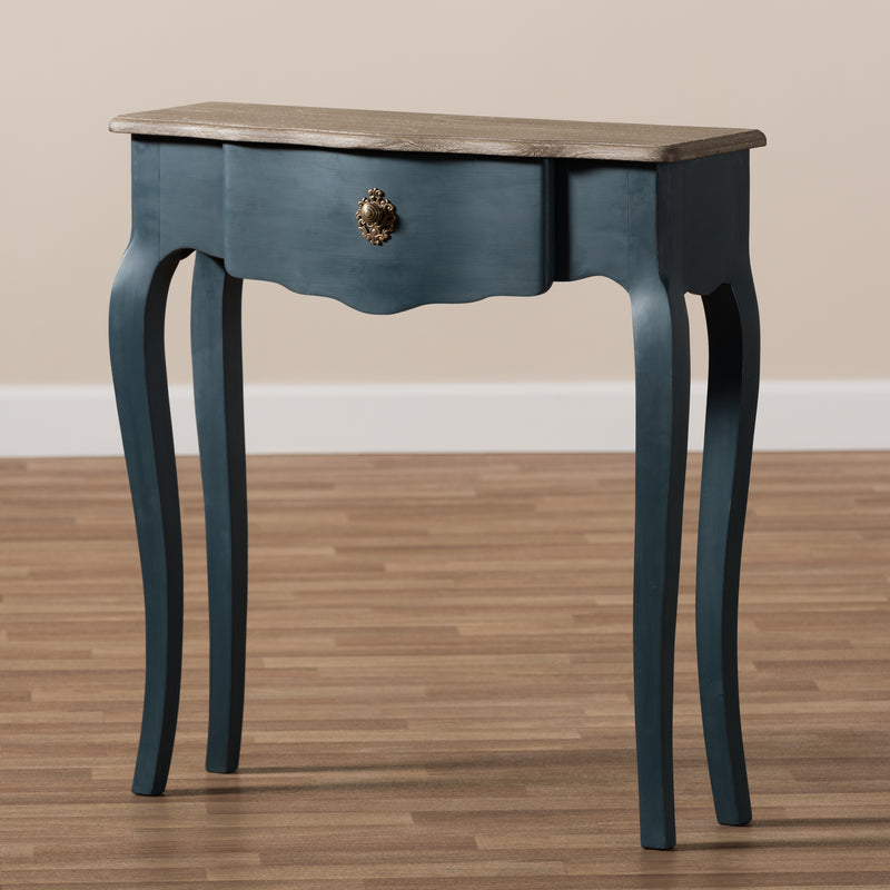 Mazarine Console Table Classic Provincial Blue Spruce Finish for Elegant Home Decor