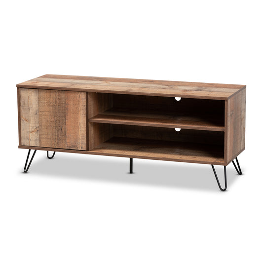 Iver Modern Rustic Oak Finished 1-Door Wood TV Stand for Living Room Entertainment Center