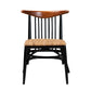 Parthenia Mid-Century Modern Dining Chair in Two-Tone Black and Walnut, Crafted from Mahogany with Natural Rattan Accents