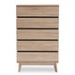 Miren Mid-Century Modern 5-Drawer Chest in Light Oak and Dark Grey Finish - Stylish Storage for Bedroom or Living Room