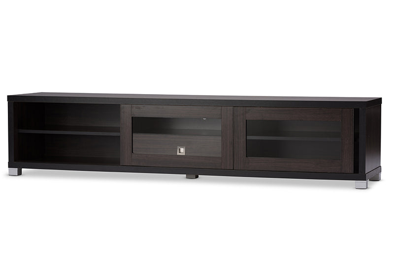 Beasley TV Cabinet 70-Inch Dark Brown with 2 Sliding Doors and Drawer