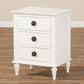 Venezia Nightstand French-Inspired Rustic Whitewash Wood 3-Drawer Storage Solution for Bedroom Decor