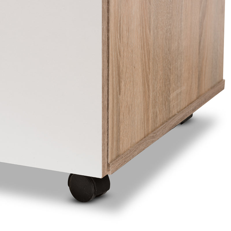 Charmain Kitchen Cabinet in Modern Contemporary Light Oak and White Finish