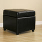 Black Full Leather Storage Cube Ottoman - Stylish and Functional Furniture for Living Room, Bedroom, or Office Storage Solutions