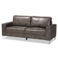 Rayan Loveseat Modern Grey Faux Leather Upholstered with Silver Finished Metal Frame for Stylish Living Room Seating