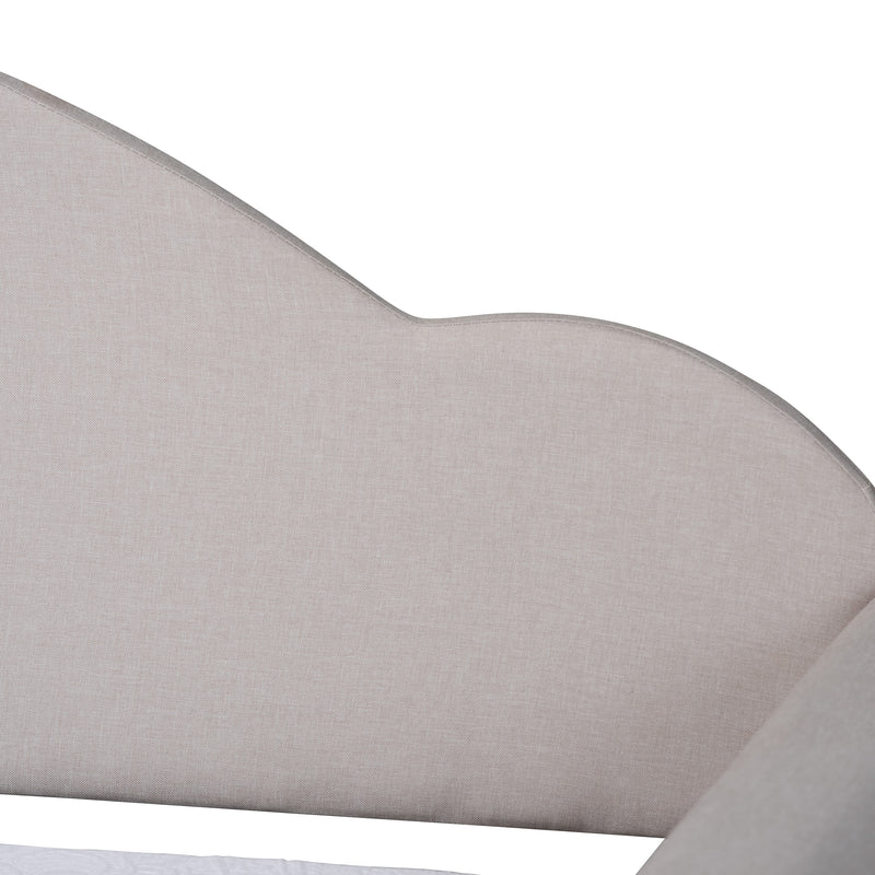 Chaise Classic Twin Size Daybed in Light Grey Fabric with Natural Brown Wood Finish - Elegant Design for Any Room