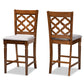 Ramiro Counter Stool Set Modern Contemporary Grey Fabric Upholstered Walnut Brown Finished Wood 2-Piece