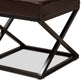 Magnus Ottoman Stool Modern Dark Brown Faux Leather Upholstered with Black Metal Base Stylish Accent Furniture for Living Room or Bedroom