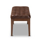 Walsh Dining Bench Mid-Century Modern Dark Brown Leather-Effect Polyester Fabric Upholstered Walnut Brown Finished Wood