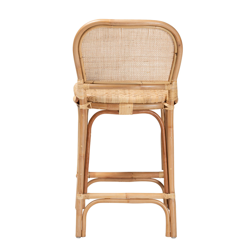 Adrena Counter Stool - Modern Bohemian Natural Brown Rattan Design for Stylish Decor and Comfortable Seating