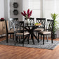 Maya Dining Set Modern Grey Fabric and Walnut Brown Finished Wood 7-Piece