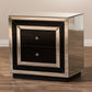 Cecilia Mirrored End Table with 2 Drawers, Elegant Hollywood Regency Accent Furniture for Living Room or Bedroom