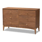 Landis Mid-Century Modern Dresser 6-Drawer Ash Walnut Finished Wood Storage for Bedroom or Living Room