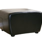 Black Faux Leather Ottoman with Rounded Sides for Stylish Home Decor and Versatile Seating