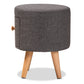 Rocco Ottoman Stool - Modern Dark Grey Fabric Upholstered with Oak Brown Wood and 1 Storage Drawer