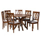 Maya Dining Set Modern Grey Fabric and Walnut Brown Finished Wood 7-Piece