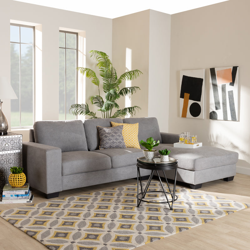 Nevin Sectional Sofa Modern and Contemporary Dark Grey Fabric Upholstered with Right Facing Chaise