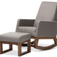 Yashiya Rocking Chair and Ottoman Set Mid-century Retro Modern Grey Fabric Upholstered