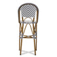 Ilene Bistro Bar Stool Classic French Indoor and Outdoor Grey and White Bamboo Style