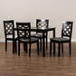 Henry Dining Set Modern Contemporary Grey Fabric Upholstered Dark Brown Finished Wood 5-Piece