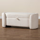 Oakes Modern Storage Bench in Ivory Boucle Upholstery with Stylish Design and Functional Storage