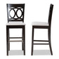 Carson Bar Stool Set Modern and Contemporary Grey Fabric Upholstered Espresso Brown Finished Wood 2-Piece