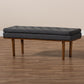 Arne Bench Mid-Century Modern Dark Grey Fabric Upholstered Walnut Finished