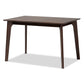 Helene Dining Set Mid-Century Modern 5-Piece Warm Grey Fabric Dark Brown Finished Wood