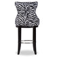 Peace Bar Stool - Modern Zebra-Print Fabric Upholstered Design with Metal Footrest for Stylish Seating