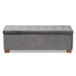 Roanoke Ottoman Modern and Contemporary Grey Velvet Fabric Upholstered Grid-Tufted Storage Bench