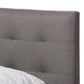 Mitchell Platform Bed - Rustic Industrial Walnut Wood with Grey Fabric and Dark Bronze Metal