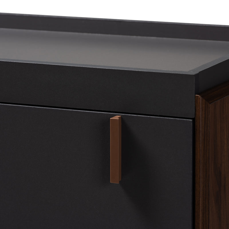 Rikke Chest - Modern 5-Drawer Storage Unit in Two-Tone Gray and Walnut Finished Wood