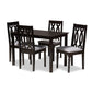 Cherese Dining Set Modern Contemporary Grey Fabric Upholstered Espresso Brown Finished 5-Piece Wood