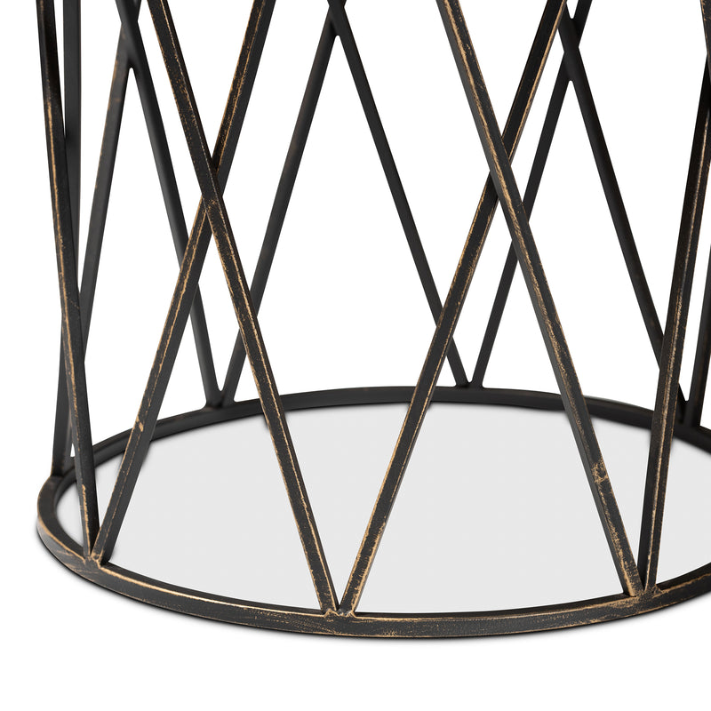 Finnick Modern Industrial End Table Antique Black Metal Side Table for Living Room or Bedroom Stylish Accent Furniture