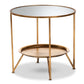 Tamsin Accent Table Modern Antique Gold Finished Metal with Mirrored Glass Tray Shelf for Stylish Home Decor