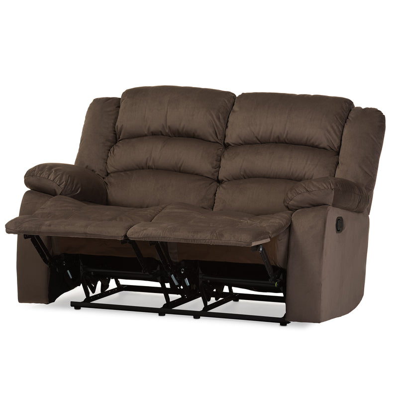 Hollace Modern Taupe Microsuede Recliner Sofa for Two with Adjustable Seating and Stylish Design