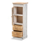 Dannah Storage Cabinet Classic Two-Tone Oak Brown and White Wood with 2 Drawers for Stylish Organization