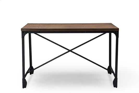 Greyson Vintage Industrial Antique Bronze Wood Desk for Home Office with Rustic Charm and Functionality