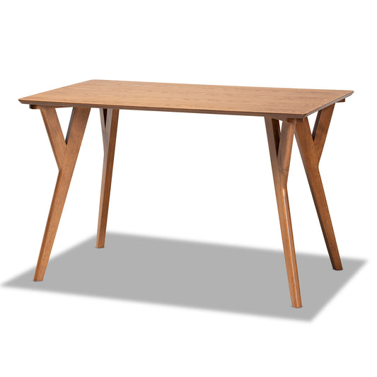 Sahar Dining Table Mid-Century Modern Design in Walnut Brown Finished Wood for Stylish Dining Spaces