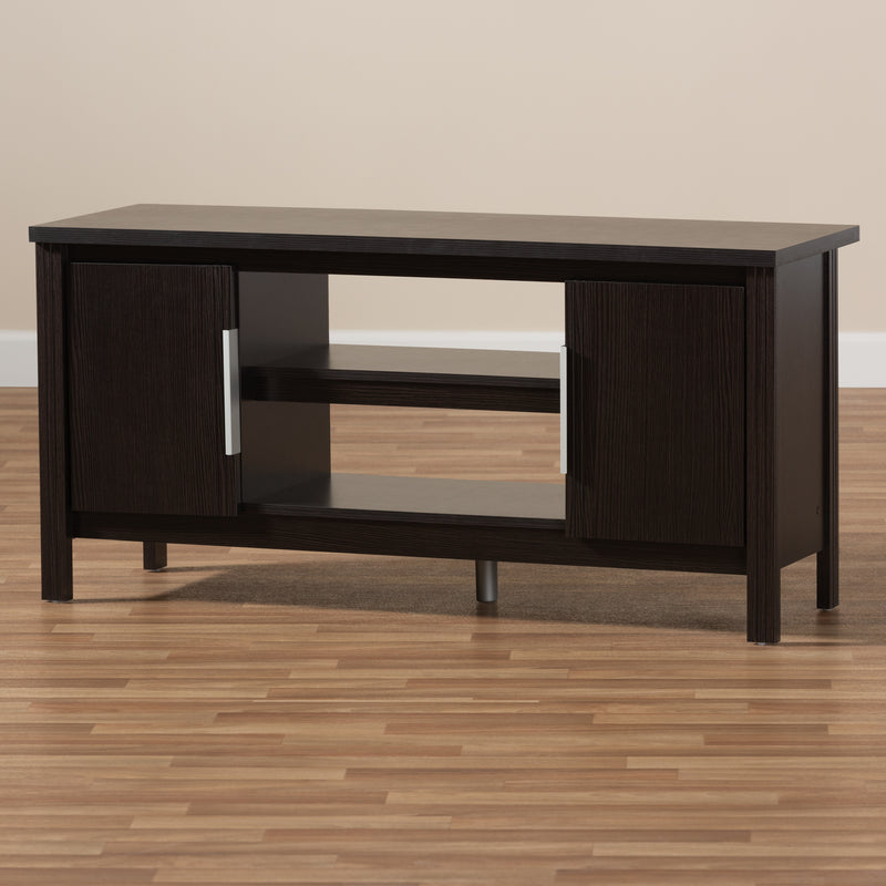 Marley TV Stand Modern Contemporary Wenge Brown Finish for Stylish Living Room Storage and Entertainment Solutions