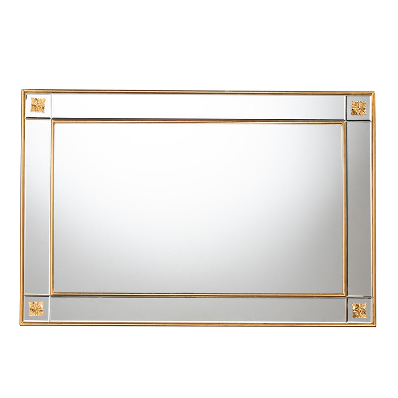 Iara Accent Wall Mirror - Modern Glam Luxe Antique Goldleaf Finished Wood Design for Elegant Home Decor