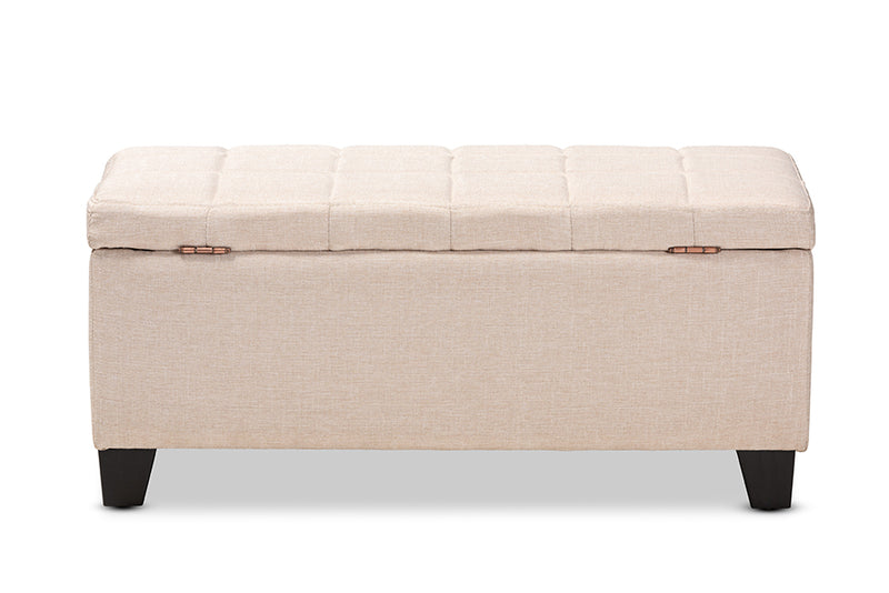 Fera Ottoman Modern and Contemporary Beige Fabric Upholstered Storage