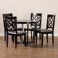 Selby 5-Piece Dining Set Modern Grey Fabric Upholstered Chairs with Dark Brown Finished Wood Table