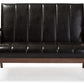 Nikko Loveseat Mid-century Modern Scandinavian Style Black Faux Leather Wooden 2-Seater