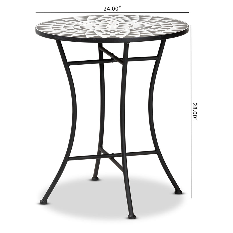 Callison Outdoor Dining Table - Modern Design with Black Metal Frame and Multi-Colored Glass Top for Stylish Patio Dining