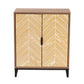 Josephine Storage Cabinet - Mid-Century Modern Design with Two-Tone Walnut and Natural Brown Wood, Black Metal Accents, and 2 Doors for Organization