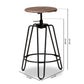 Veera Bar Stool Set - Vintage Industrial Rustic Walnut Wood and Black Metal, 2-Piece Adjustable Swivel Design for Home or Kitchen