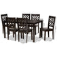 Ani Modern Contemporary 7-Piece Dining Set in Dark Brown Finished Wood