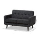 Carina Loveseat Mid-Century Modern Dark Grey Fabric Upholstered